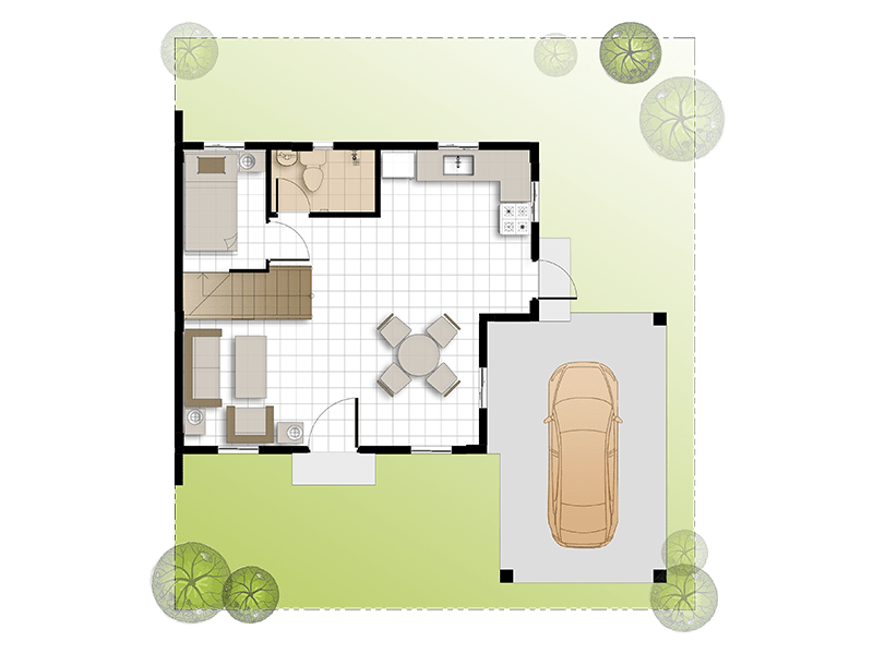 Dani with Carport and Balcony Floor Plan | Ground Floor