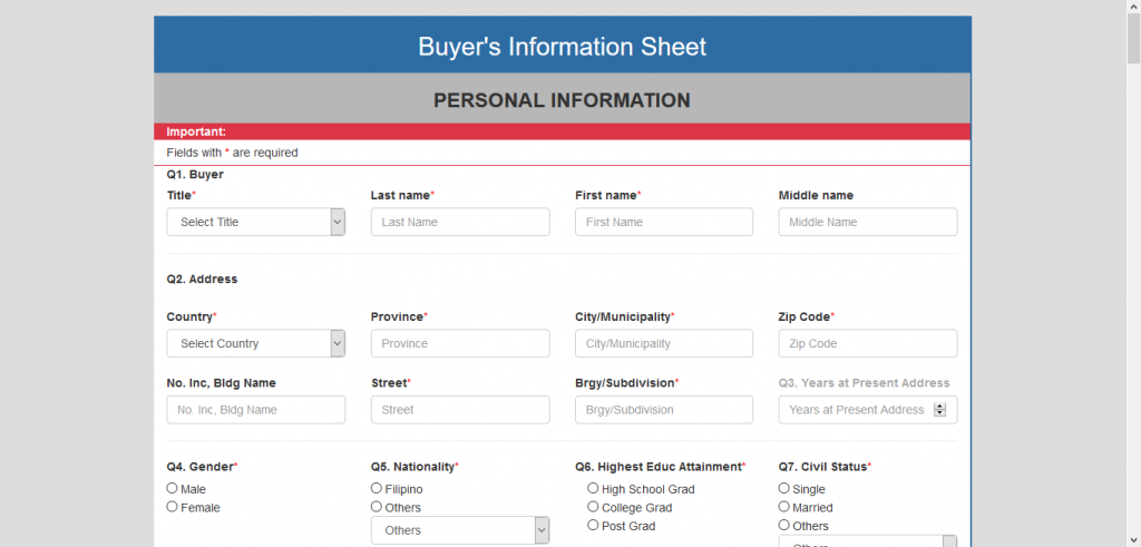 Electronic Buyers Information Sheet