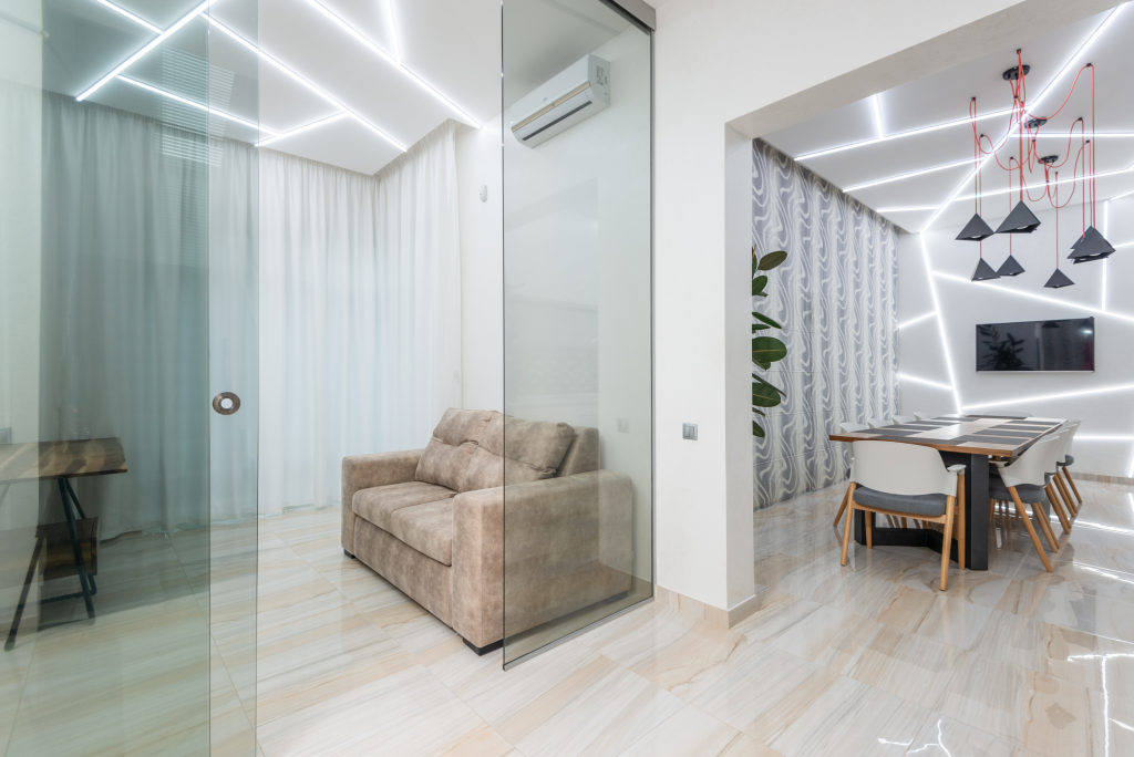 Glass walls for the entryways