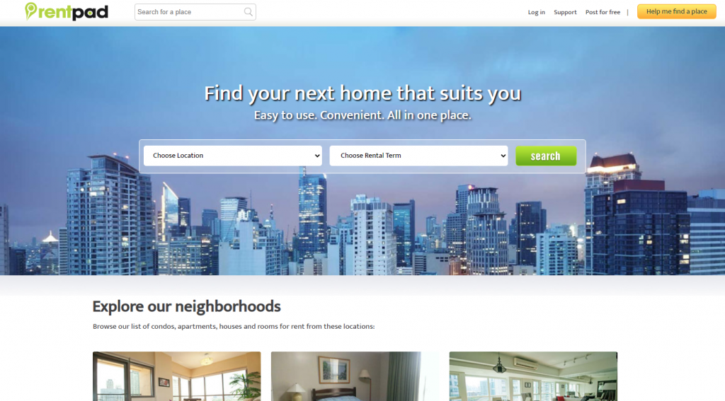 Rentpad website