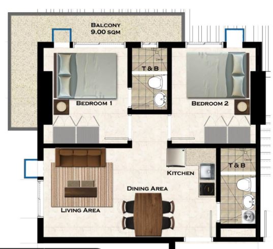 The Loop | Two Bedroom Unit Layout