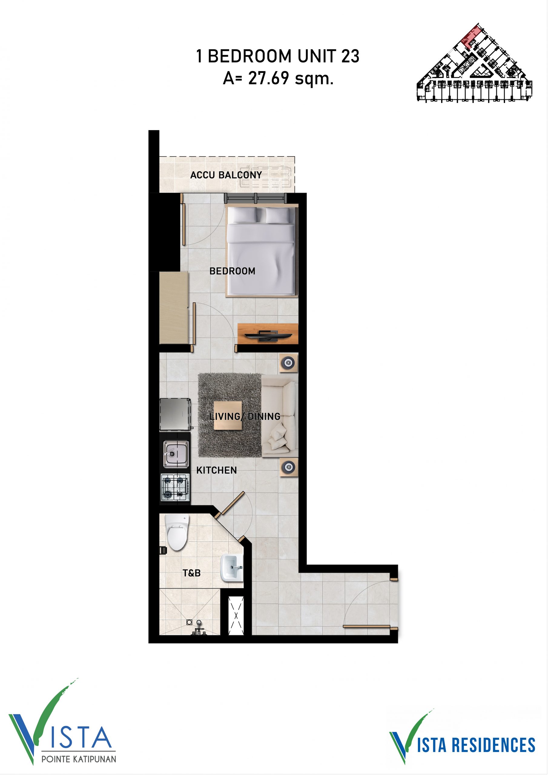 Vista Pointe 1 bedroom floor plan