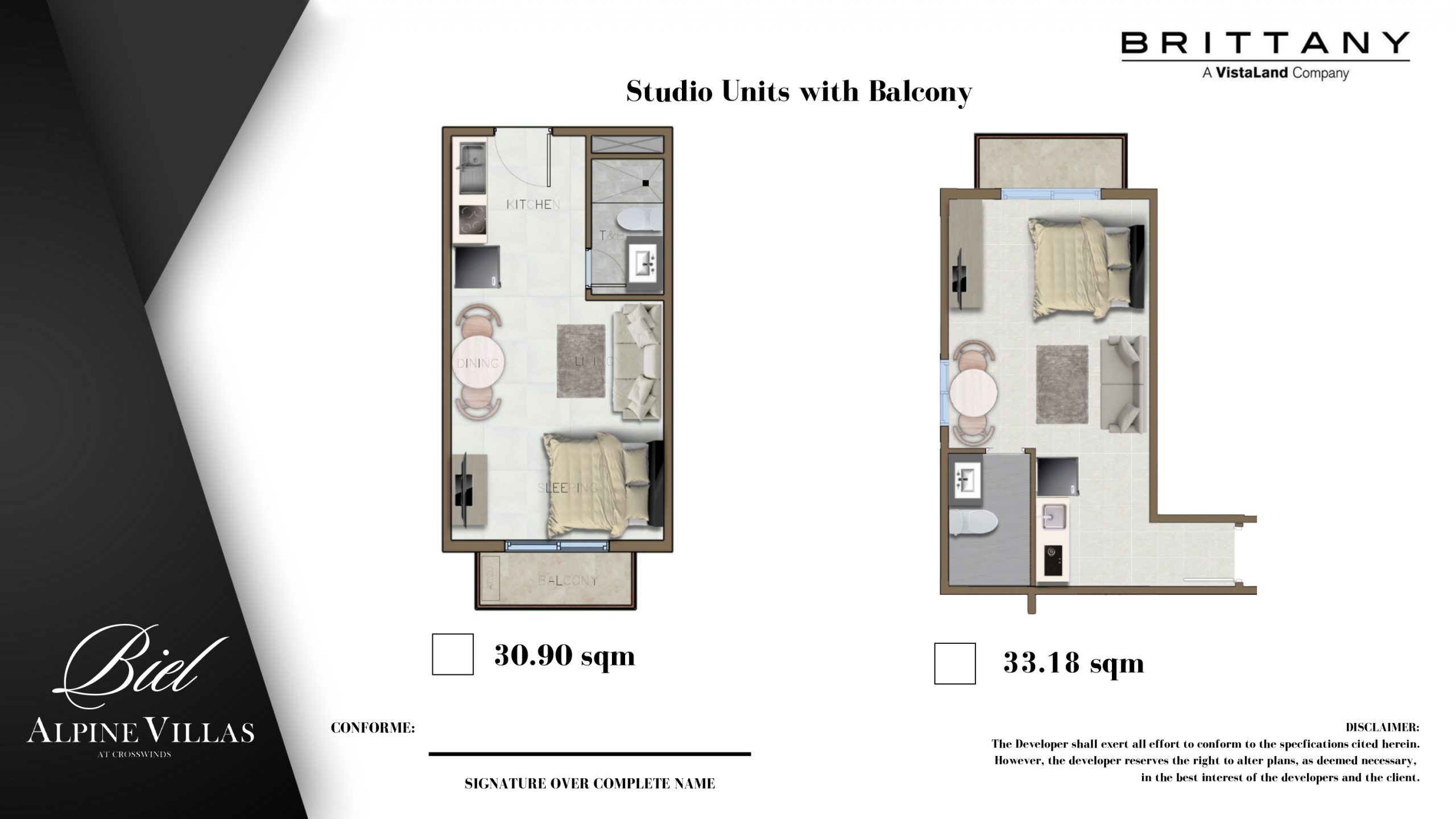 Biel Studio Unit with Balcony Floor Layout