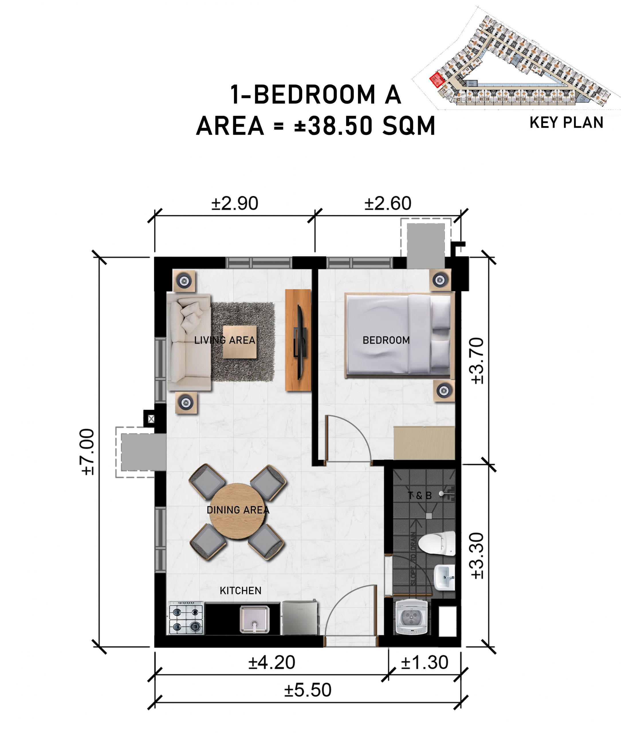 canyon hill 1 Bedroom unit lay out